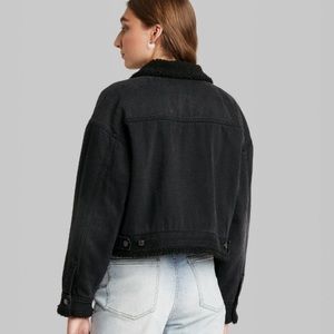 Womens cropped Sherpa lined denim jacket